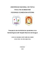 FRECUENCIA DE MORTALIDAD EN PACIENTES ONCOHEMATOLÓGICOS DEL HOSPITAL NACIONAL DE ITAUGUÁ Dr. Mauricio José Fariña Bellenzier.