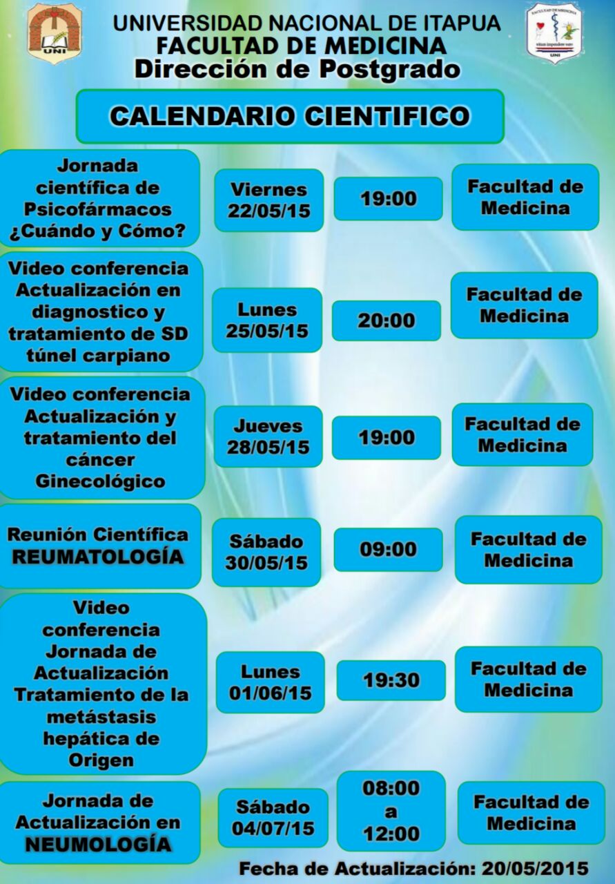 Calendario de Jornadas Científicas