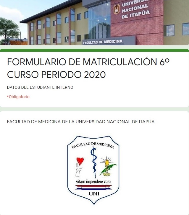 Modalidad para Inscripción al 6to Curso 2020