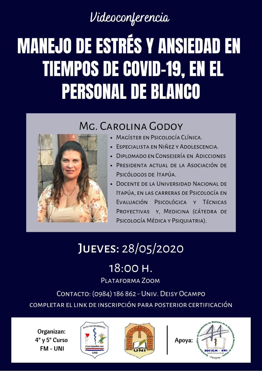 Vídeo Conferencia «Manejo de estrés y ansiedad en tiempos de COVID-19, en el personal de blanco»