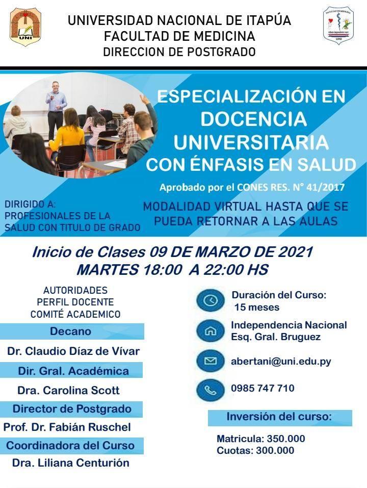 Especialización en Docencia Universitaria con Énfasis en Salud