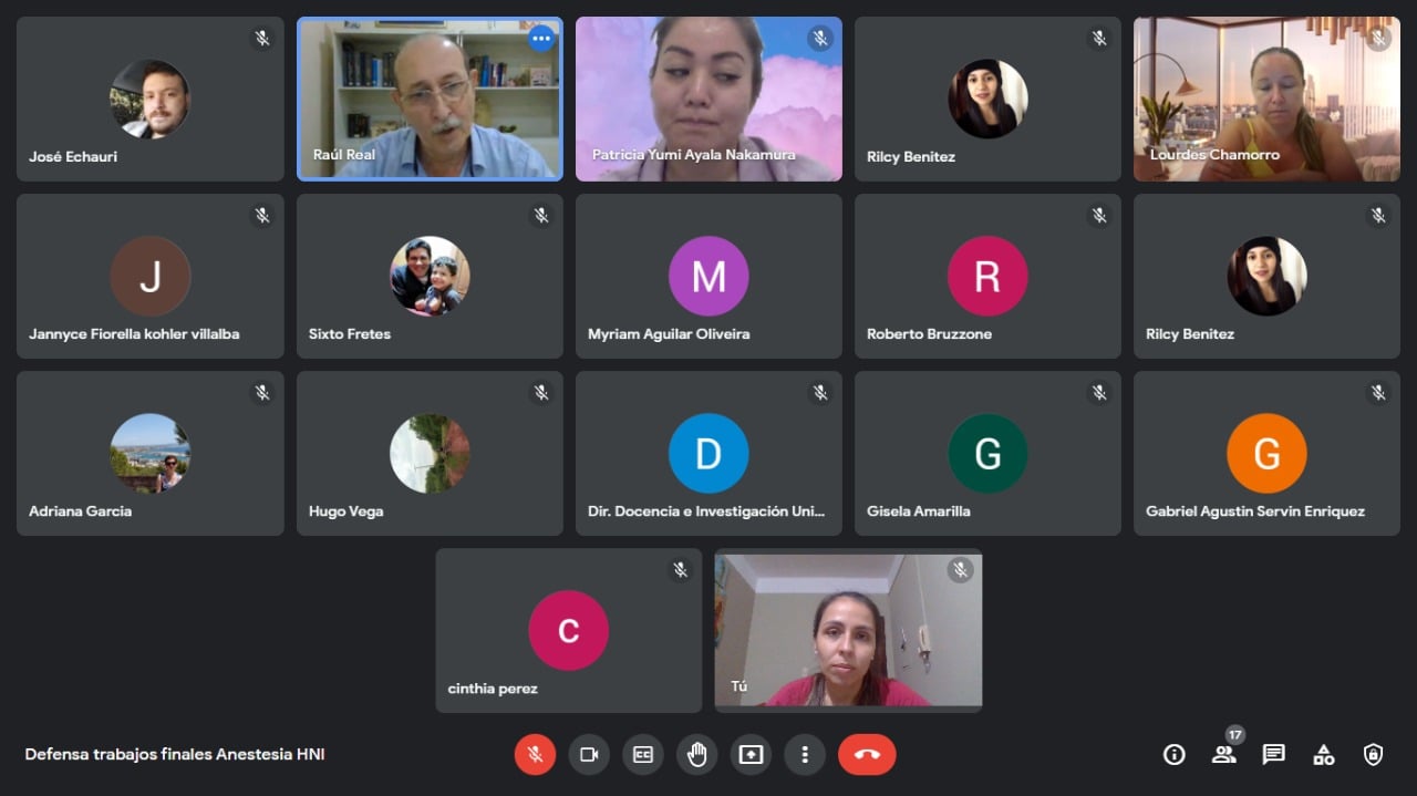 Defensas de Trabajos  de Investigación de Residentes de Posgrado, Especialidad Analgesia, Anestesia y Reanimación del Hospital Nacional de Itaguá