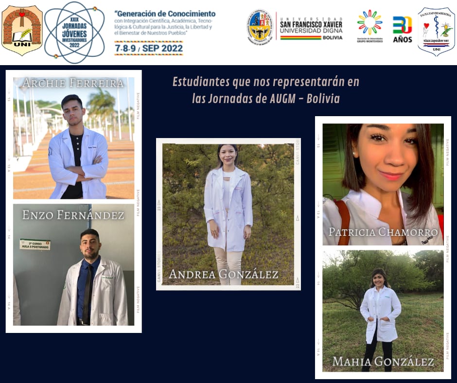 Representantes de Medicina UNI en XXIX JORNADAS DE JOVENES INVESTIGADORES de la AUGM” en Sucre, Bolivia.