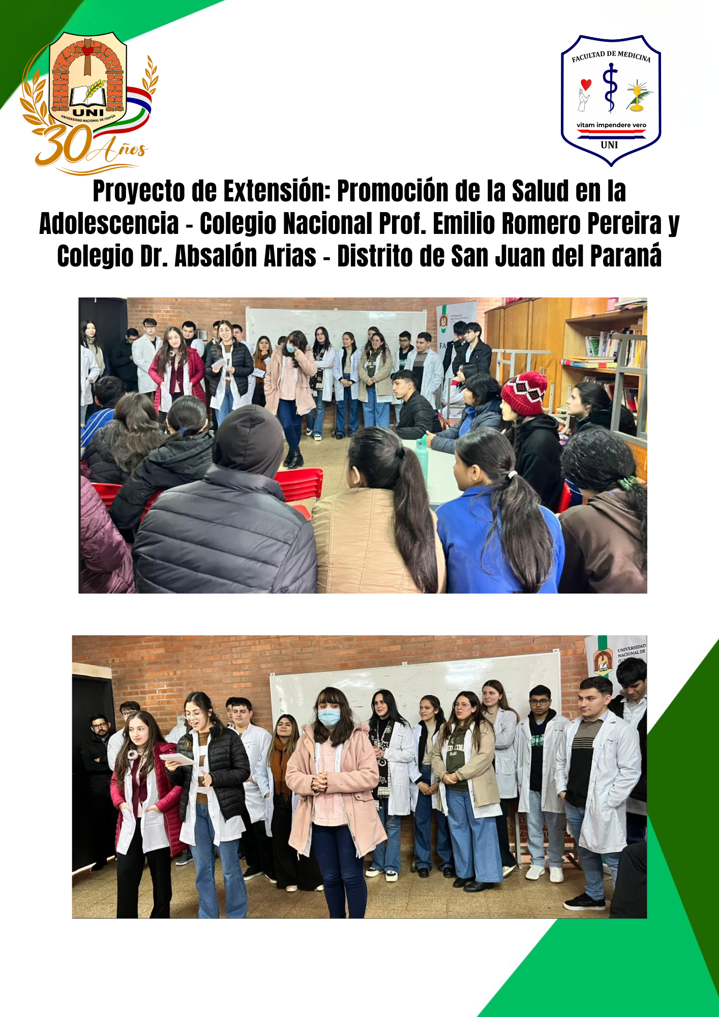 Estudiantes de Medicina promovieron hábitos saludables en instituciones educativas de San Juan del Paraná